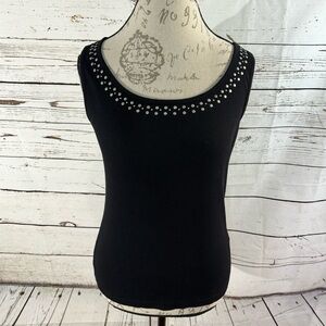 St. John’s Bay Cotton Tank Top with Stud Detail Black Medium